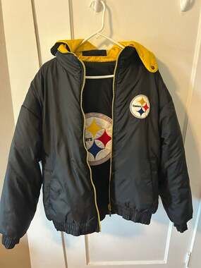 Pittsburgh Steelers 1990s Pro Player Reversible Puffer Coat Adult XL